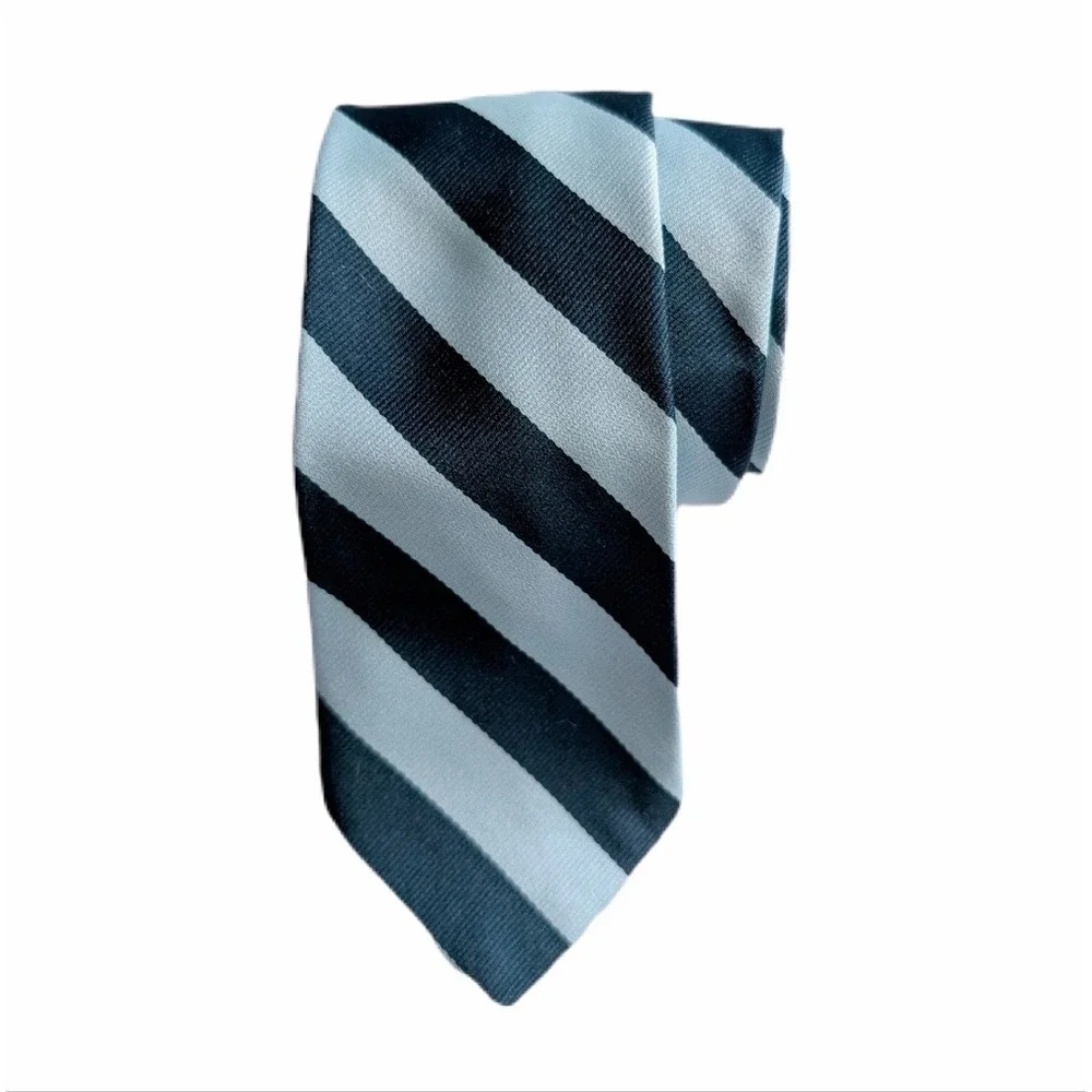 Vintage 80s Dark Academia Punk Indie Sleaze Ice Blue Stripe Suit Tie